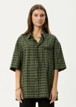 Shirts|Sets & Co-Ords<Afends Ghost  - Short Sleeve Shirt Oil Green