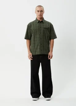 Shirts|Sets & Co-Ords<Afends Ghost  - Short Sleeve Shirt Oil Green