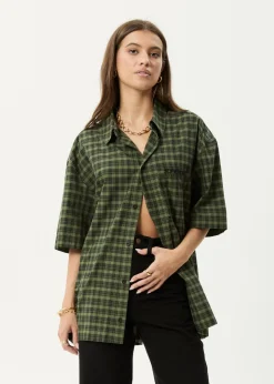 Shirts|Sets & Co-Ords<Afends Ghost  - Short Sleeve Shirt Oil Green