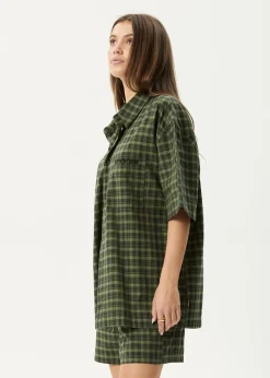 Shirts|Sets & Co-Ords<Afends Ghost  - Short Sleeve Shirt Oil Green