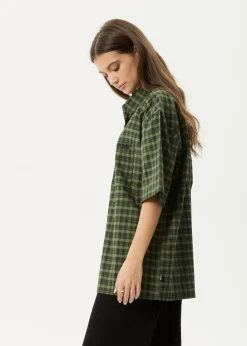 Shirts|Sets & Co-Ords<Afends Ghost  - Short Sleeve Shirt Oil Green
