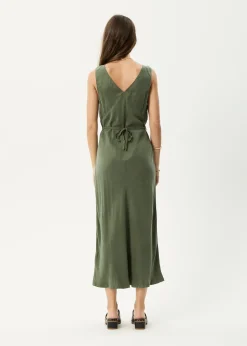 Dresses<Afends Gia  - Cupro Maxi Dress Deep Green