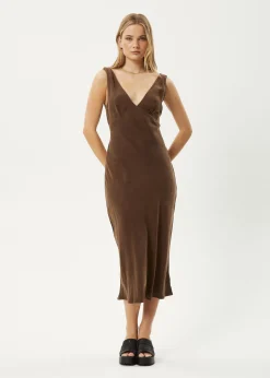 Dresses<Afends Gia  - Cupro Maxi Dress Coffee