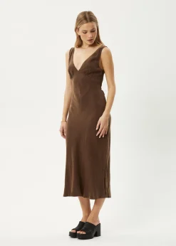 Dresses<Afends Gia  - Cupro Maxi Dress Coffee