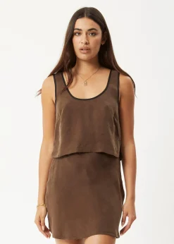 Sets & Co-Ords|Sleeveless<Afends Giselle  - Cupro Tank Coffee