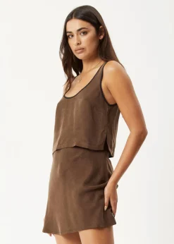 Sets & Co-Ords|Sleeveless<Afends Giselle - Cupro Tank Coffee