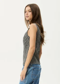 Sets & Co-Ords|Sleeveless<Afends Giselle Asta  - Seersucker Top Steel Check
