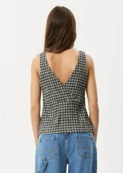 Sets & Co-Ords|Sleeveless<Afends Giselle Asta  - Seersucker Top Steel Check