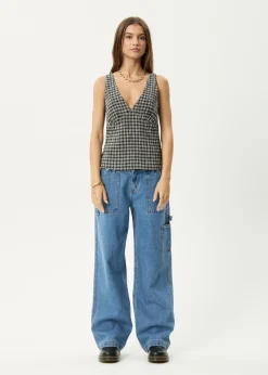 Sets & Co-Ords|Sleeveless<Afends Giselle Asta  - Seersucker Top Steel Check