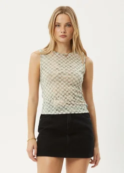 Sleeveless<Afends Glasshouse  - Sheer Tank Sand Checker