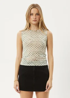 Sleeveless<Afends Glasshouse  - Sheer Tank Sand Checker