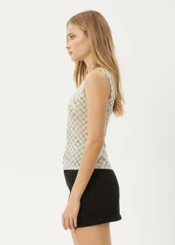 Sleeveless<Afends Glasshouse  - Sheer Tank Sand Checker