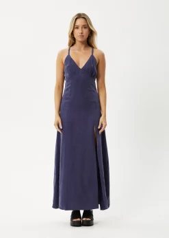 Dresses<Afends Grace  - Cupro Maxi Dress Navy