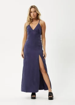 Dresses<Afends Grace  - Cupro Maxi Dress Navy