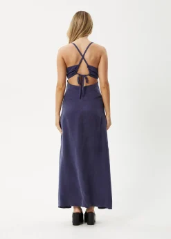 Dresses<Afends Grace  - Cupro Maxi Dress Navy