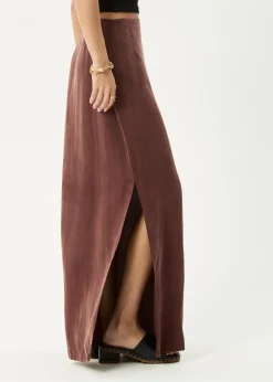 Skirts<Afends Grace  - Cupro Maxi Skirt Hazelnut