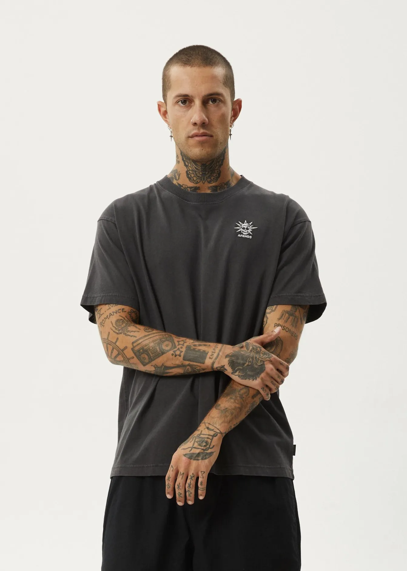 T-Shirts<Afends Graveyard - Boxy Tee Stone Black