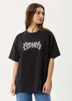 T-Shirts|Tees & Shirts<Afends Heavy Petal  - Heavyweight Boxy Tee Stone Black