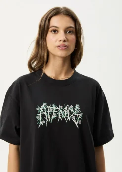 T-Shirts|Tees & Shirts<Afends Heavy Petal  - Heavyweight Boxy Tee Stone Black