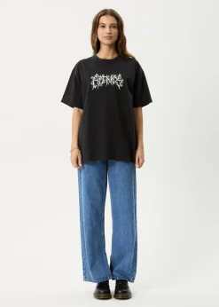 T-Shirts|Tees & Shirts<Afends Heavy Petal  - Heavyweight Boxy Tee Stone Black