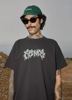 T-Shirts|Tees & Shirts<Afends Heavy Petal  - Heavyweight Boxy Tee Stone Black