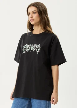 T-Shirts|Tees & Shirts<Afends Heavy Petal  - Heavyweight Boxy Tee Stone Black