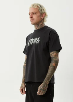 T-Shirts|Tees & Shirts<Afends Heavy Petal  - Heavyweight Boxy Tee Stone Black