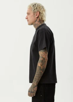 T-Shirts|Tees & Shirts<Afends Heavy Petal  - Heavyweight Boxy Tee Stone Black