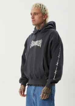 Sweaters & Hoodies|Outerwear<Afends Hidden  - Boxy Hoodie Charcoal