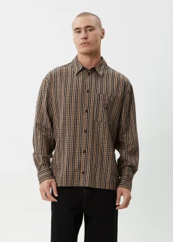Long Sleeve|Shirts<Afends Hometown  - Long Sleeve Shirt Coffee