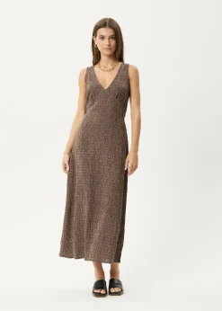 Dresses<Afends Hometown  - Seersucker Maxi Dress Coffee