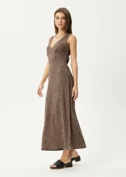 Dresses<Afends Hometown  - Seersucker Maxi Dress Coffee