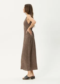 Dresses<Afends Hometown  - Seersucker Maxi Dress Coffee