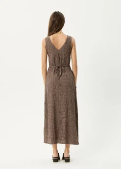 Dresses<Afends Hometown  - Seersucker Maxi Dress Coffee