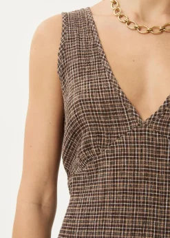 Dresses<Afends Hometown  - Seersucker Maxi Dress Coffee