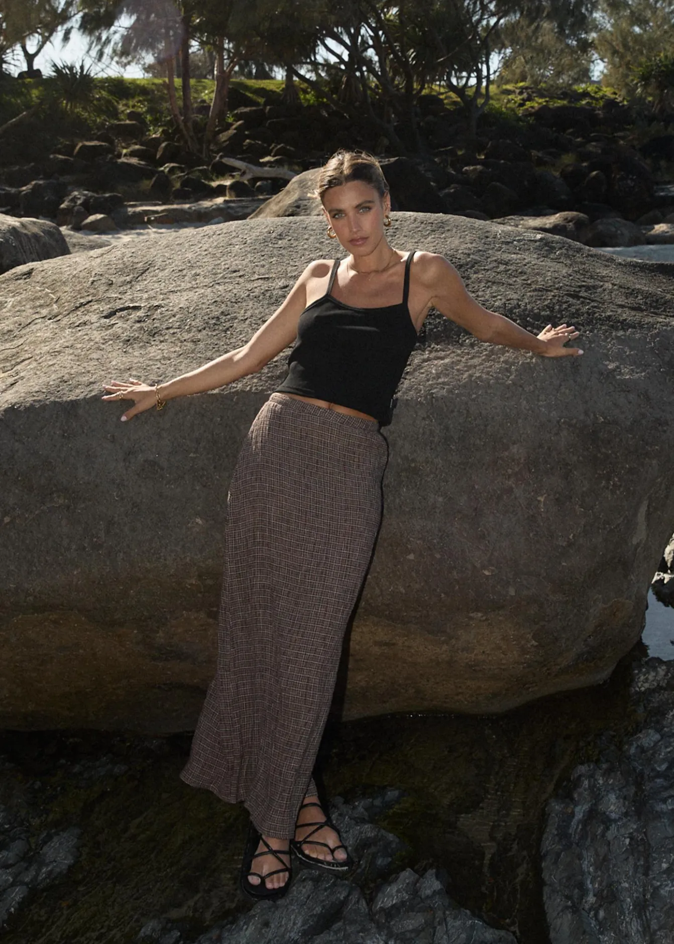 Skirts<Afends Hometown - Seersucker Maxi Skirt Coffee