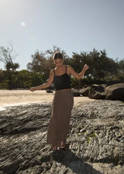 Skirts<Afends Hometown - Seersucker Maxi Skirt Coffee