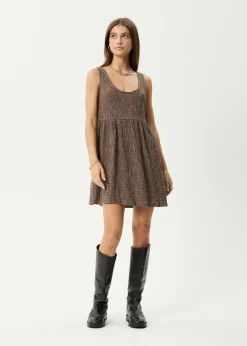 Dresses<Afends Hometown Jesse  - Seersucker Mini Dress Coffee
