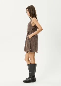 Dresses<Afends Hometown Jesse  - Seersucker Mini Dress Coffee