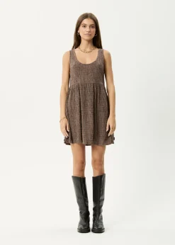 Dresses<Afends Hometown Jesse  - Seersucker Mini Dress Coffee