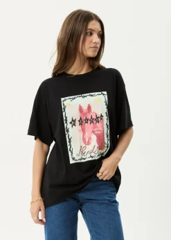 Tees & Shirts<Afends Horsegirl  - Oversized Tee Black