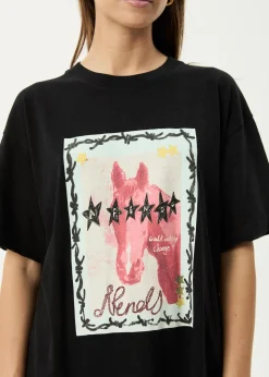 Tees & Shirts<Afends Horsegirl  - Oversized Tee Black