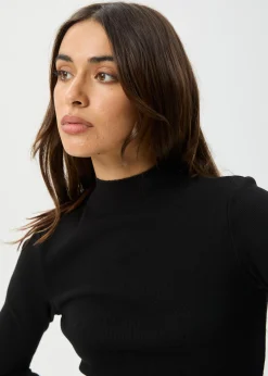 Long Sleeve|Essentials<Afends Iconic  - Long Sleeve Rib Top Black