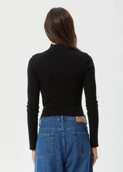 Long Sleeve|Essentials<Afends Iconic  - Long Sleeve Rib Top Black