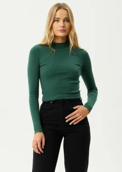 Long Sleeve|Essentials<Afends Iconic  - Long Sleeve Rib Top Hunter Green