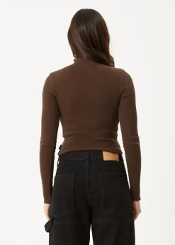 Long Sleeve|Essentials<Afends Iconic  - Long Sleeve Rib Top Coffee