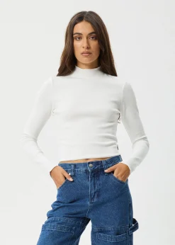 Long Sleeve|Essentials<Afends Iconic  - Long Sleeve Rib Top White