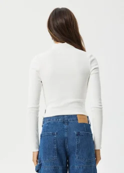 Long Sleeve|Essentials<Afends Iconic  - Long Sleeve Rib Top White