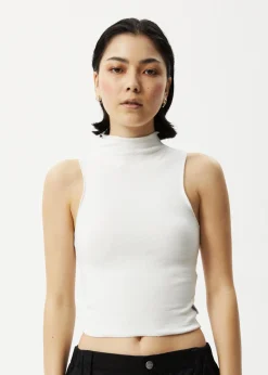 Essentials|Sleeveless<Afends Iconic  - Rib High Neck Tank Off White