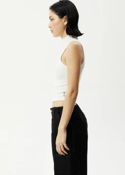 Essentials|Sleeveless<Afends Iconic  - Rib High Neck Tank Off White